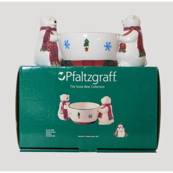 Pfaltzgraff Other - Pfaltzgraff Snow Bear Candy Dish Original Box Retired Polar Bears Holidays